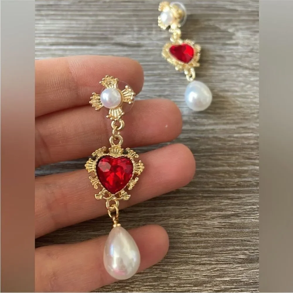 Vintage style heart drop N408